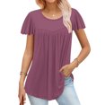 thumbnail image 2 of fheaev Hauts d'Été pour Femmes 2025 Vacances Mode pour Femmes T-shirt Imprimé Blouse à Manches 3/4 Col Rond Décontracté, 2 of 6