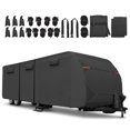 thumbnail image 1 of Unique Bargains 1 Set Waterproof RV Travel Trailer Cover Fits 22'-24' with Extra Windproof Ropes and Gutter Covers Black, 1 of 1