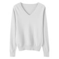 thumbnail image 1 of Timegard Womens Sweaters V Neck Knit Pullover Fall Winter Casual Fitting Comfy Long Sleeve Bottom Tops, 1 of 5