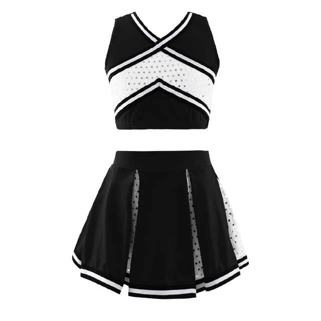 Sinleey Costume de Danseuse pour Filles avec Jupe Plissée Noir 12
