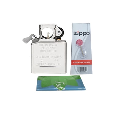 Zippo Chrome Pipe Lighter Insert Plus Six Bonus Flints and a Microfiber Cleaning Cloth