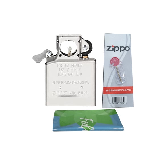 Zippo Insert d'Allumeur pour Pipe en Chrome Plus Six Pierres à Briquet Bonus et un Chiffon de Nettoyage en Microfibre
