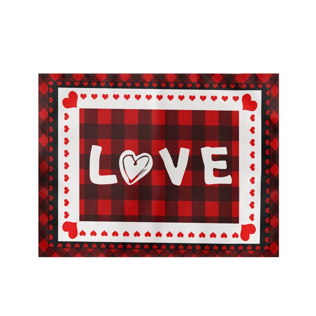 Ensemble de Table de Cuisine pour la Saint-Valentin Napperons à Carreaux Rouges 30X45Cm pour Décoration de Table Napperons Imperméables pour Décoration Intérieure de Cuisine Dîner, Ensemble de Table de Cuisine