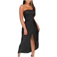 thumbnail image 1 of Robes de Cocktail d'Été Grande Taille BLVB pour Femmes, Robe Longue Froncée à Épaules Dénudées, Fendue, pour Fête, Boîte de Nuit, Plage, 1 of 5