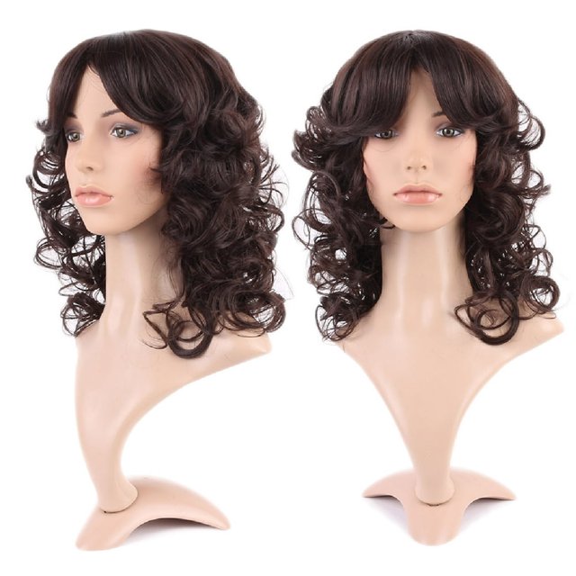 MesaSe Perruque Synthétique Longue Bouclée avec Frange Cheveux Courts Perruques Résistantes à la Chaleur Perruque Complète pour Femmes Blond Mèches