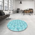 thumbnail image 4 of Ahgly Company Tapis de Zone Rectangulaire Transitionnel Bleu Tron pour Intérieur, Lavable à la Machine, 7 Pieds x 10 Pieds, 4 of 7