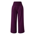 thumbnail image 4 of Timegard Beach Pants for Women Wide Leg Ruched High Waisted Smocked Flowy Summer Casual Loose Trousers, 4 of 5