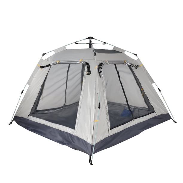 Outsunny Tente De Camping Instantanée 3-4 Places – Pop-Up, UPF50+, Étanche 3000 Mm, Double Porte Et Fenêtres Moustiquaires