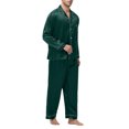thumbnail image 2 of JMYHOAM Ensembles de Pyjamas pour Hommes Ensembles de Détente pour Hommes Manches Longues Col Rabattu Pyjamas Printemps Soie Soie Glacée Boutons Ensemble de Tenue d'Intérieur Vêtements de Détente, 2 of 7