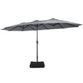 thumbnail image 1 of Costway 15FT Double-Sided Twin Patio Umbrella Outdoor Market W/ Crank & Base Grey, 1 of 10