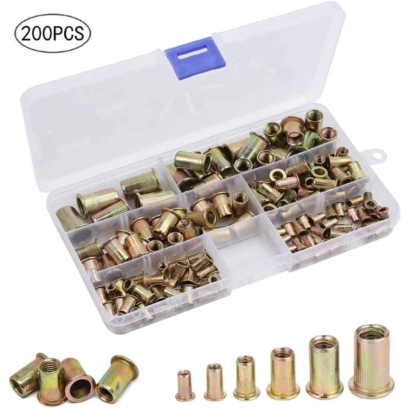 Agiferg 200 Pc Threaded Insert Inoxidable Nutsert Nut Kit M3 M4 M5 M6 M8 M10