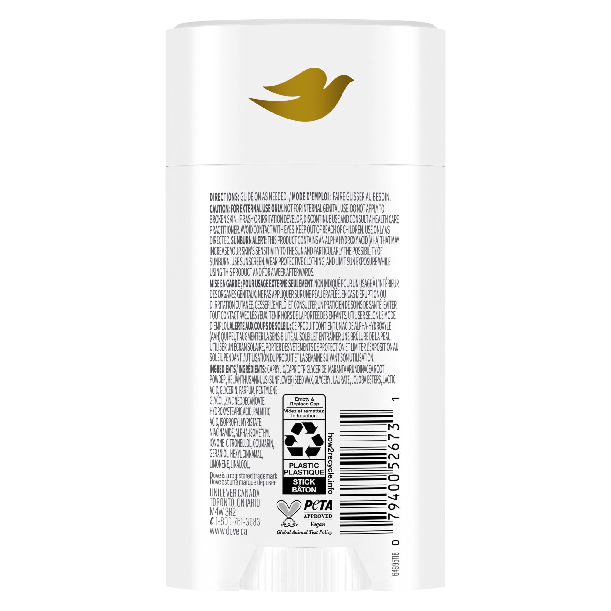 Dove Désodorisant en Bâton pour Tout le Corps Sans Aluminium Framboise et Rose, 68 g