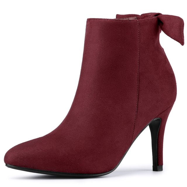 Unique Bargains Women's Pointed Toe Heel Side Ankle Stiletto Boots