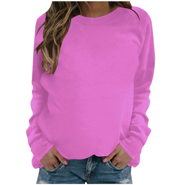 Pisexur Chandails à Capuche pour Femmes Chandail Décontracté à Manches Longues Chandail en Molleton Col Rond Mignon Chandail Coupe Décontractée Hauts Chemise Ample