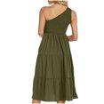 thumbnail image 3 of Pisexur Robe Sans Manches à Col Asymétrique Robe d'Été pour Dames Fraîche et Douce à Col en V Robe de Couleur Unie Robe pour Femmes, 3 of 3