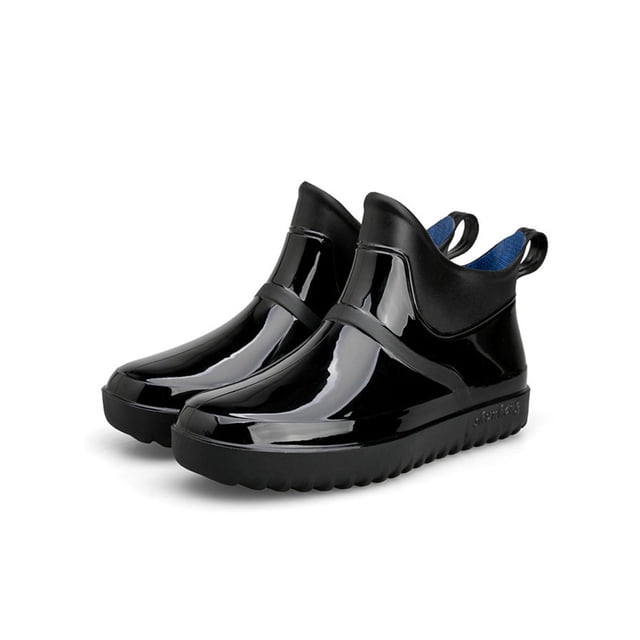 MAWCLOS Womens Garden Shoes Wide-Calf Rain Boots Lightweight Round Toe Waterproof Booties Slip Resistant Raining Work Shoe Black 6(W)