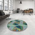 thumbnail image 4 of Ahgly Company Tapis d'Intérieur Ronds Transitionnels Gris Gray Lavables à la Machine, 4 Pieds Rond, 4 of 7