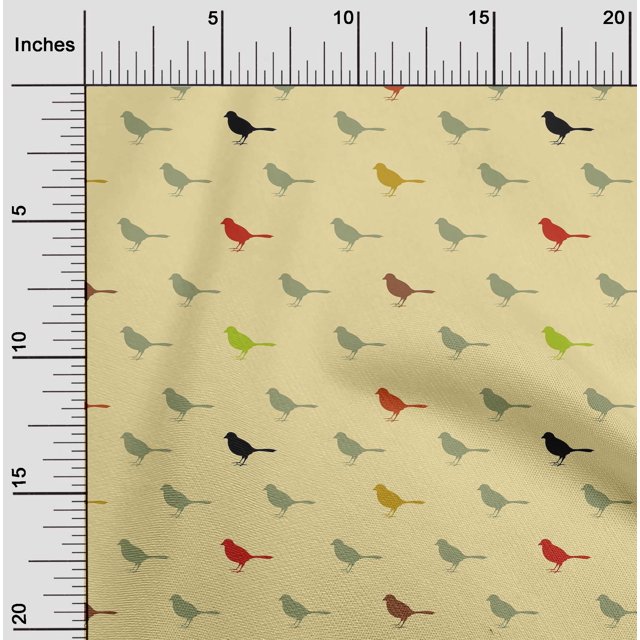 oneOone Georgette Viscose Fabric Artistic Bird Printed Craft Fabric BTY 42 Inch Wide
