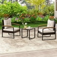 thumbnail image 4 of Gymax 3PCS Patio Wicker Furniture Set PE Wicker Furniture Conversation Set w/ Acacia Wood Table, 4 of 10