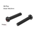 thumbnail image 2 of Unique Bargains M6x30mm Threaded Nylon Phillips Cross Pan Head Machine Screws Bolts Black 50 Pcs, 2 of 3