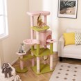 thumbnail image 4 of Gymax 58'' Plush Cat Tree Floral Climbing Tree Multi-level Cat Tower w/ Round Basket, 4 of 10