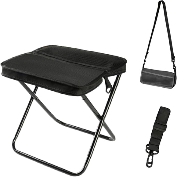 Sitbag Chaise Portable, Tabouret Pliable, Nouveau Sac de Transport Pliable Léger 2025 pour le Camping, la Randonnée, la Pêche et les Événements (Noir, Grand)