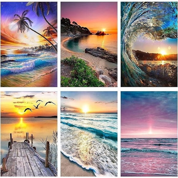 JYLMOOD 6pcs Paint by Numbers for Adults Kits, DIY Easy Painting by Numbers for Gift Home Wall Decoration 30x40cm(without Frame)