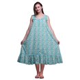 thumbnail image 1 of Bimba Bleu Turquoise Aquarelle Fleur et Feuilles Mi-Mollet Vêtement de Nuit Femme Coton Imprimé Sans Manches Robe de Nuit Maxi XXX-Large, 1 of 6