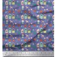 thumbnail image 1 of Soimoi Purple Rayon Fabric Owl & Tree Christmas Printed Fabric 1 Yard 56 Inch Wide, 1 of 5