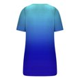 thumbnail image 3 of UPPADA Women's Summer Tops Short Sleeve V Neck Ribbed Knit Tees Trendy Button Front T Shirts Henley Solid Color Shirts Vacation Oufits Blue,S, 3 of 4