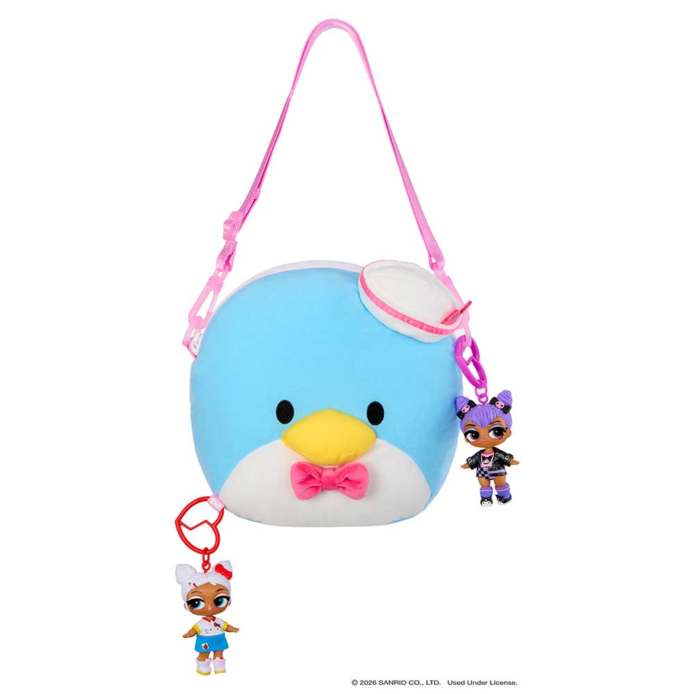 GRANDE peluche réversible LOL Surprise Loves Hello Kitty and Friends – Grande peluche avec poupée Tout-petit assortie, réversible, jeu portatif et 7 surprises au total – Collectionnez les 3 !