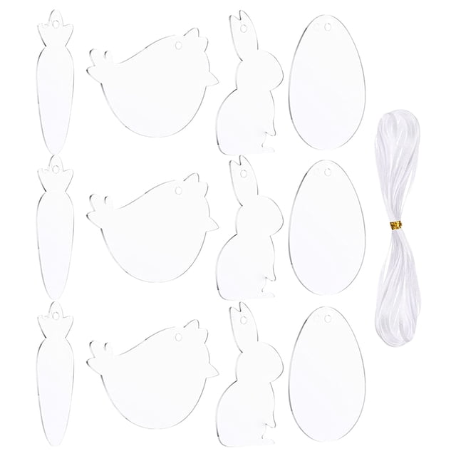 Weiweiguan 12Pcs Easter Themed Blank Board DIY Painting Pendant Kids Drawing Accessory