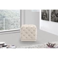 thumbnail image 2 of Meridian Furniture Stella Collection Modern | Contemporary Velvet Upholstered Ottoman / Stool with Deep Button Tufting and Solid Wood Frame, Cream, 18" W x 18" D x 17" H, 2 of 4
