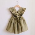 thumbnail image 4 of AJIWYH Robe d'Été pour Tout-Petite Fille à Manches Volantées en Lin et Coton, Unie, Imprimée, à Volants, Mignonne, Princesse, Dos Nu, Verte, 6-12 Mois, 4 of 5