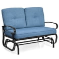 thumbnail image 2 of Patiojoy 2-Person Outdoor Bench Patio Swing Glider Chair with Cushions Rocking Chair Cushioned Sofa Blue, 2 of 9