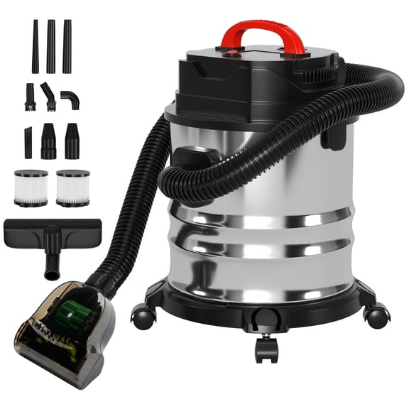 MotorGenic Wet Dry Vacuum Cleaner, 5 Gallon 1800W 6 HP Peak Stainless Steel Shop Vacuum Wet and Dry, with Filter and Attachments for House Garage Workshop Car