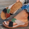 thumbnail image 3 of Orthopedic Sandals for Women Wedge Slide Cross Straps Color Block Open Toe Soft Sole Non Slip Comfortable Walking Sandals Black, 3 of 6