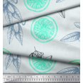 thumbnail image 2 of Soimoi Green Silk Fabric Lemon Slice & Floral Printed Craft Fabric by the Yard 42 Inch Wide, 2 of 5