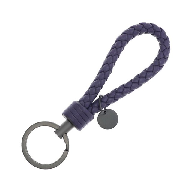 Leather Braided Woven Rope Keychain Lovely DIY Bag Hanging Pendant Exquisite Key Chain Car Keyring Holder Metal Jewelry for Men Purple