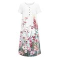 thumbnail image 4 of SMihono Robe d'Été pour Femmes Grande Taille Mode Femmes Été Imprimé Décontracté Col en V Bouton Manches Courtes Vacances Poches Robe, 4 of 5