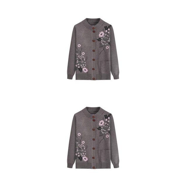 Thinsony Polyester Middle-Aged And Elderly Sweater Warm And Comfortable To Wear Exquisite Workmanship khaki 2Set