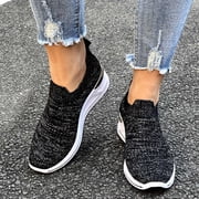 XIAQUJ Women Wedge Trainer Shoes Leisure Breathable Mesh Outdoor Fitness Running Sport Sneakers Casual Shoes Women's Fashion Sneakers Black 8(40)