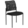 thumbnail image 1 of Chaise d'appoint de confort empilable en acier et maille noire, 1 of 9