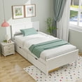 thumbnail image 1 of Gymax Twin Size Wooden Bed Frame w/ 2 Storage Drawers & Under-bed Storage White, 1 of 10