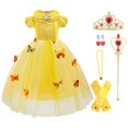 thumbnail image 1 of Girls Princess Dress with Butterflies 5 Layers Fancy Dress Up Costume, 1 of 3