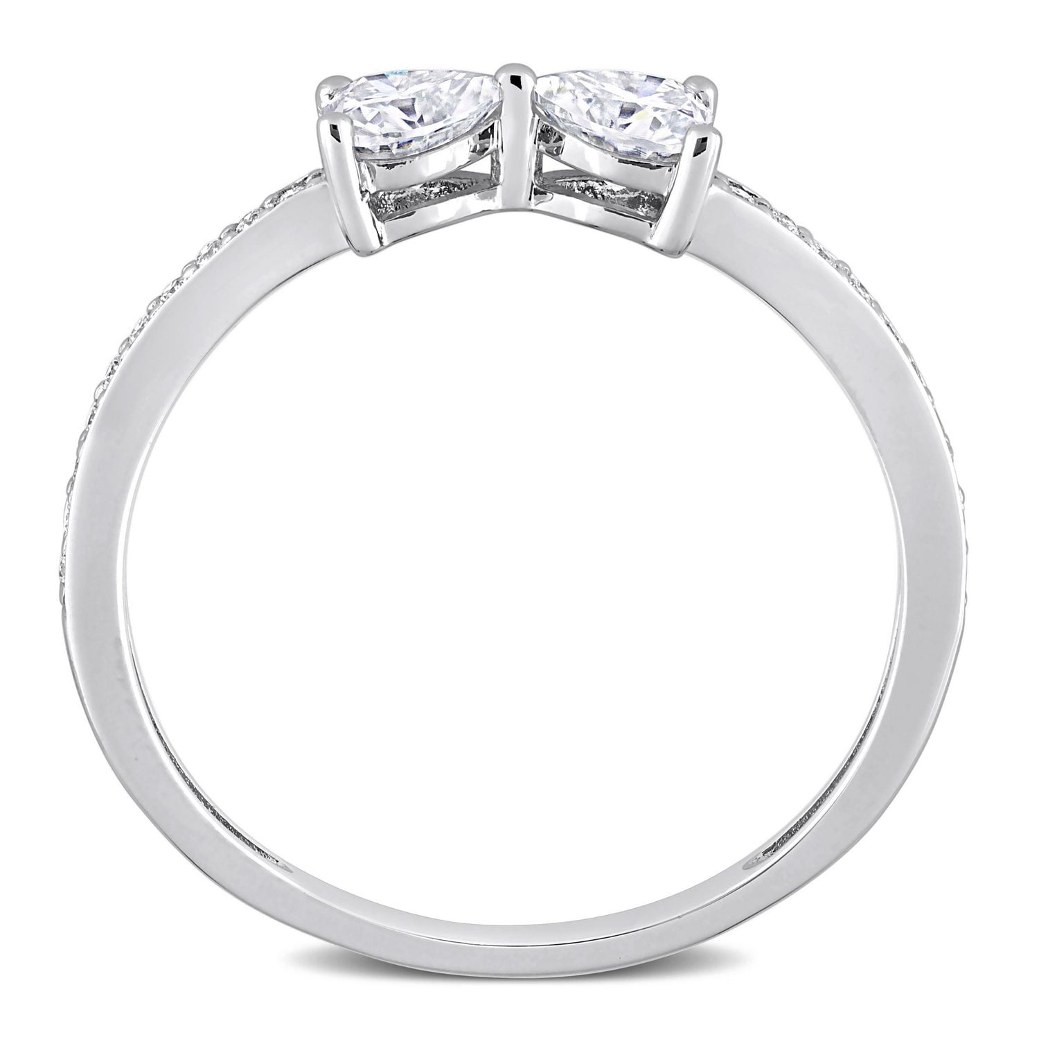 Bague Coeur à Deux-Pierres Miabella avec 3/5 Carat PBT de Moissanite en Argent Sterling