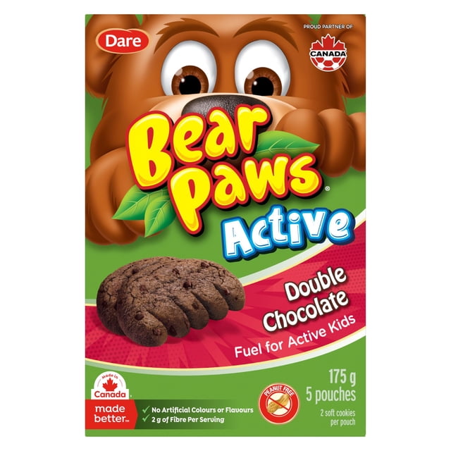 Dare Bear Paws Active Double Chocolate Soft Cookies, 175 g (5 pack)