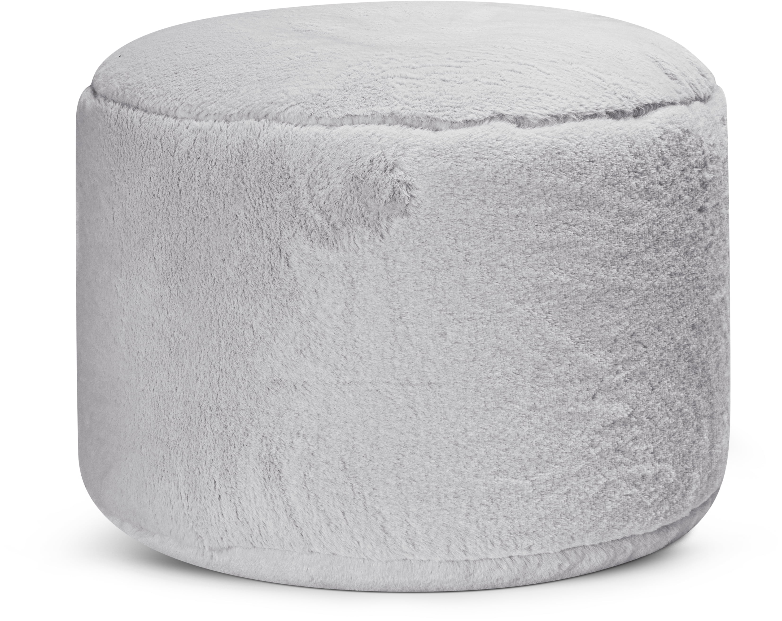 Gouchee Home Dotcom Softy Faux Fur Grey Pouf – Round Bean Bag Ottoman with Ultra-Soft Texture, Lightweight & Versatile Seating for Living Room or Office