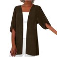 thumbnail image 2 of Cardigans pour Femmes Mode Cardigan Décontracté Couleur Unie Manches Mi-Longues Sans Capuche en Liquidation, 2 of 6