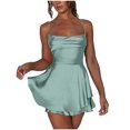 thumbnail image 1 of AherBiu Satin Dress for Women Sleeveless Crossover Strap Hollow Back Ruffle Layered Party Mini Dress, 1 of 7